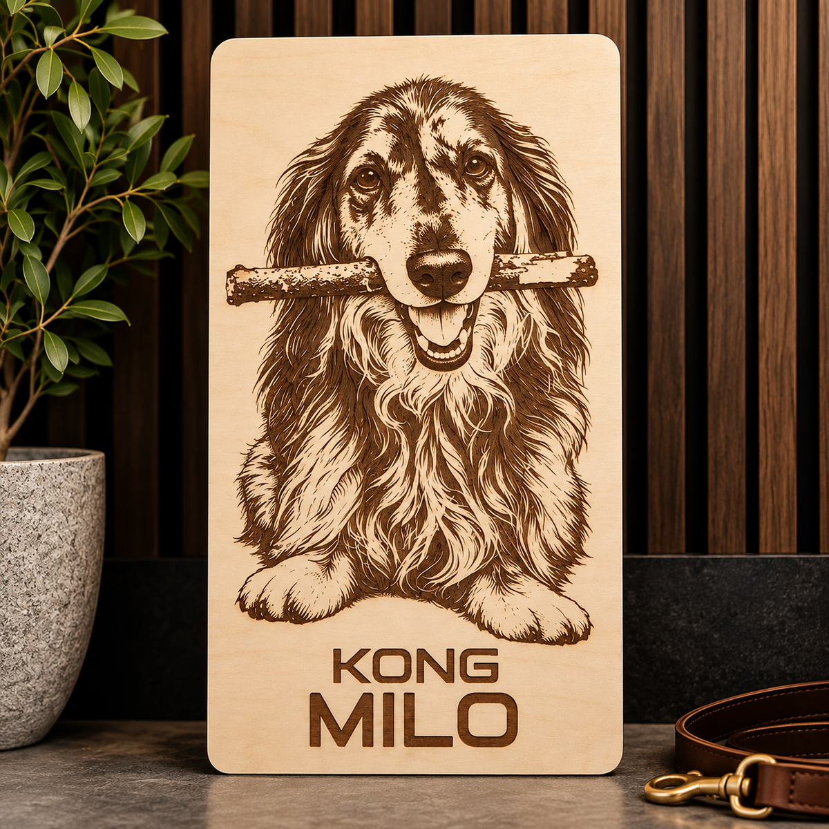 Kong Milo – personlig hundeportrett i tre