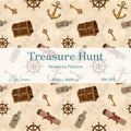 Treasure Hunt Seamless Pattern, Pirate Digital Design, Nautical Kids Fabric, Hand Drawn