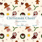 Christmas Cheer Seamless Pattern, Hand-Drawn Christmas Digital Design