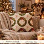 Merry Little Wreaths Seamless Pattern, Hand-Drawn Christmas Digital Design