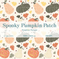 Spooky Pumpkin Patch Seamless Pattern, Hand-Drawn Halloween Digital Design