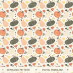 Spooky Pumpkin Patch Seamless Pattern, Hand-Drawn Halloween Digital Design