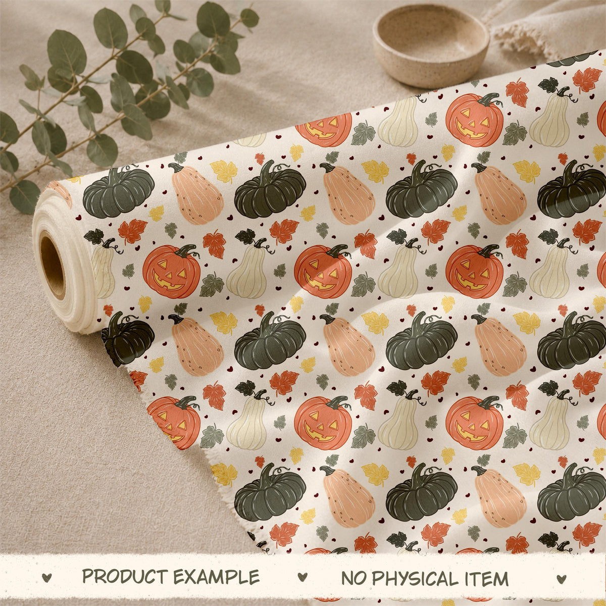 Spooky Pumpkin Patch Seamless Pattern, Hand-Drawn Halloween Digital Design