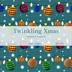 Twinkling Xmas Seamless Pattern, Hand-drawn Digital Design