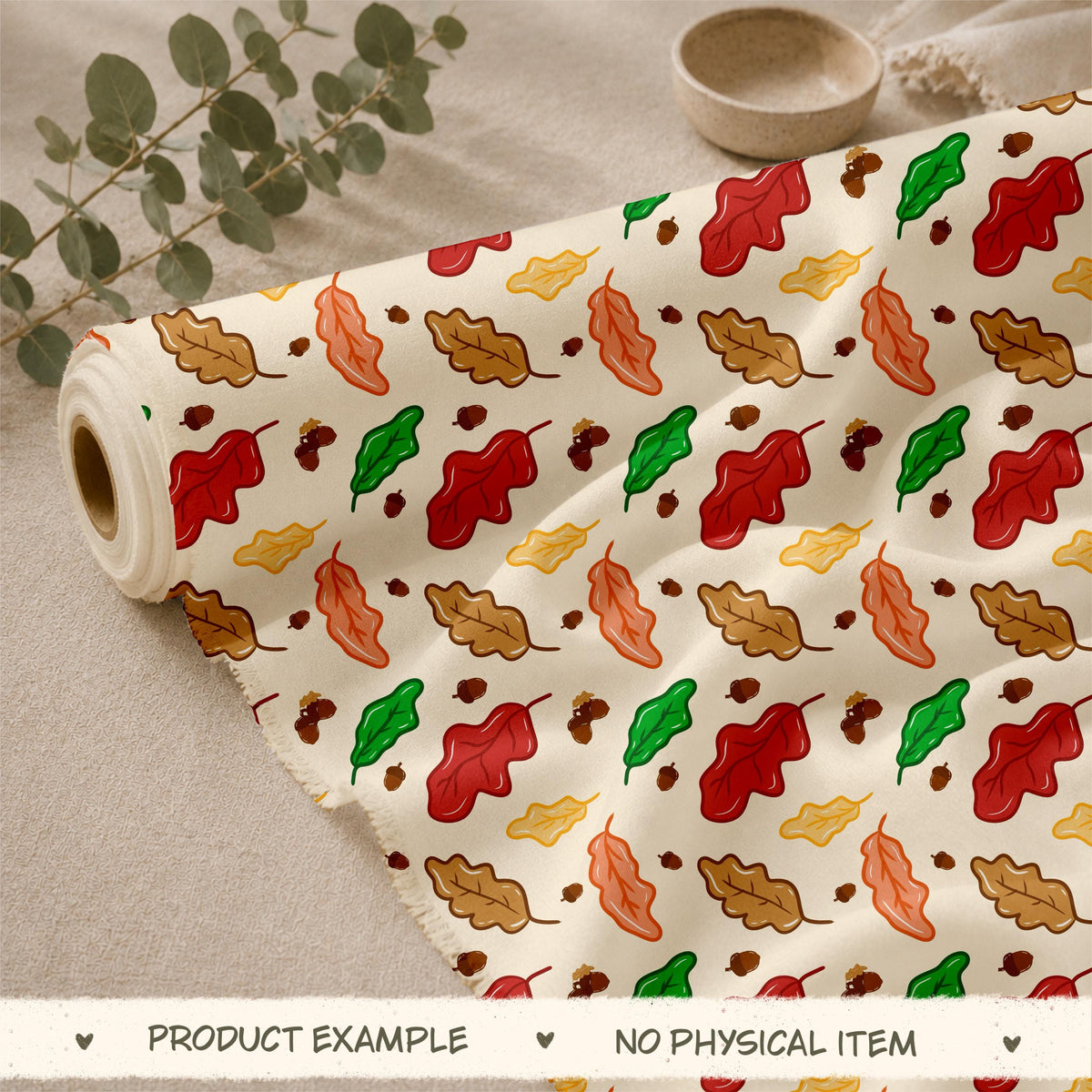 Nutty Leaf Seamless Pattern, Hand-Drawn Digital Design