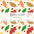 Nutty Leaf Seamless Pattern, Hand-Drawn Digital Design