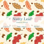 Nutty Leaf Seamless Pattern, Hand-Drawn Digital Design