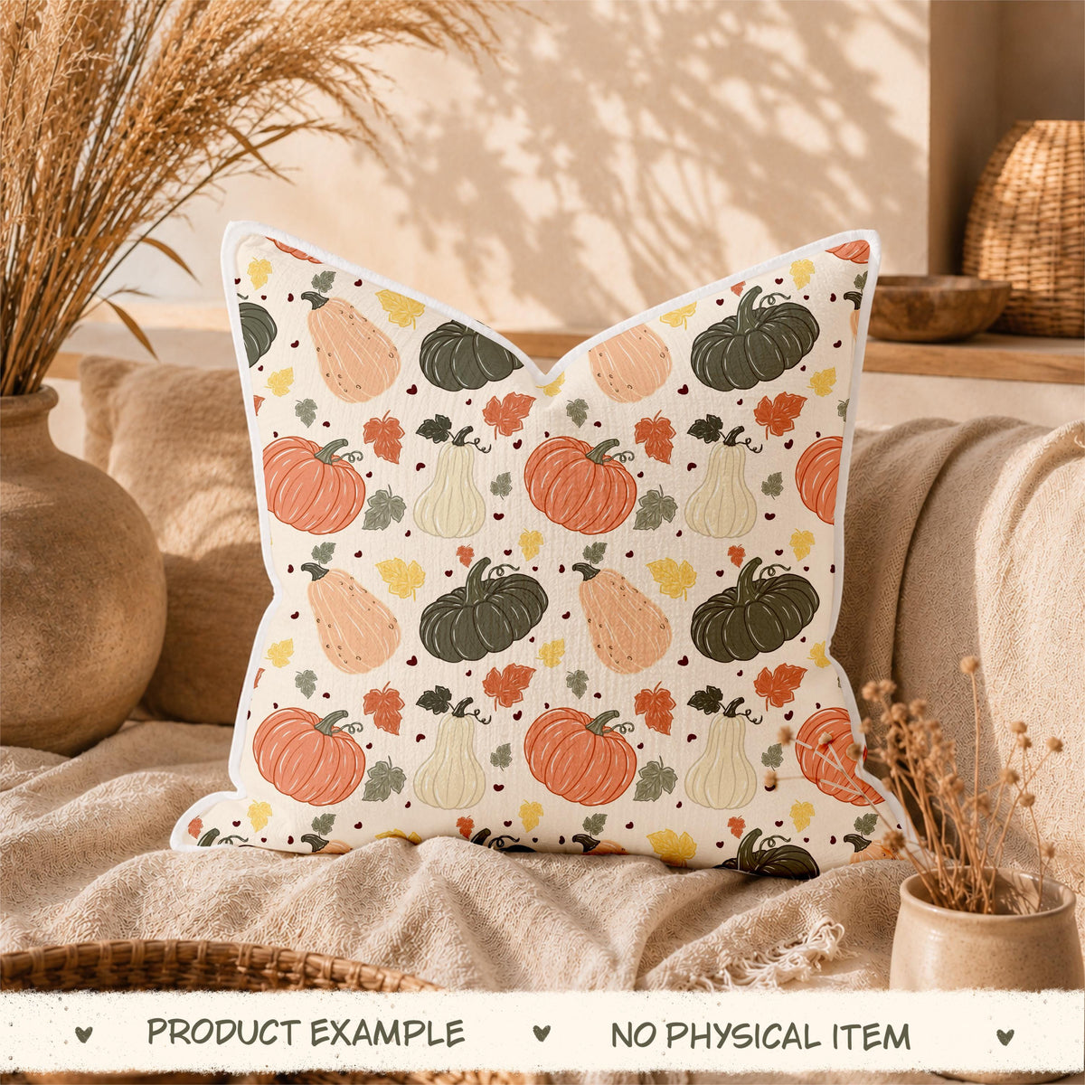 Pumpkin Patch Seamless Pattern, Hand-Drawn Halloween Digital Design