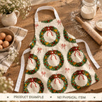 Merry Little Wreaths Seamless Pattern, Hand-Drawn Christmas Digital Design