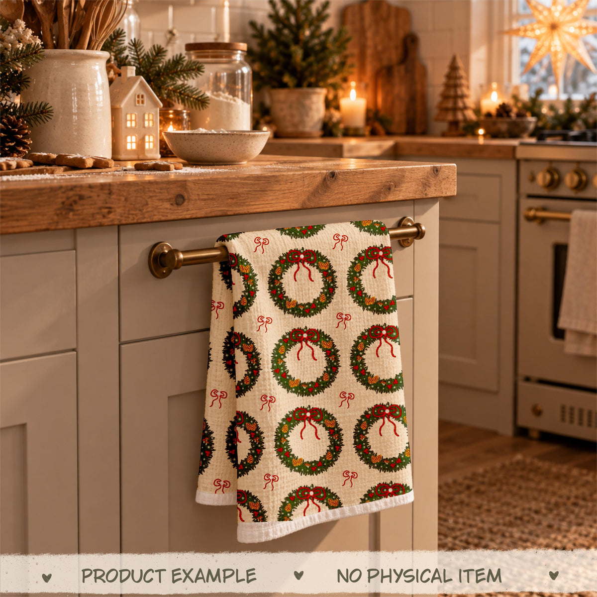 Merry Little Wreaths Seamless Pattern, Hand-Drawn Christmas Digital Design