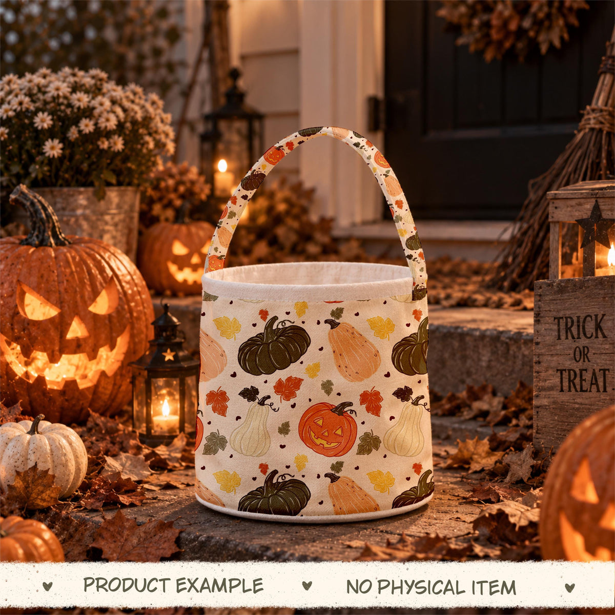 Spooky Pumpkin Patch Seamless Pattern, Hand-Drawn Halloween Digital Design