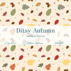 Ditsy Autumn Seamless Pattern, Hand-drawn Digital Design