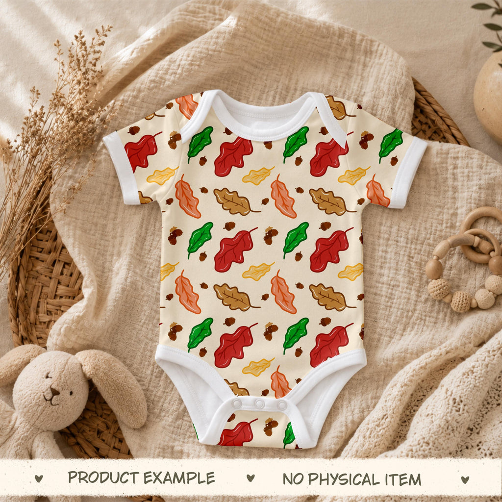 Nutty Leaf Seamless Pattern, Hand-Drawn Digital Design