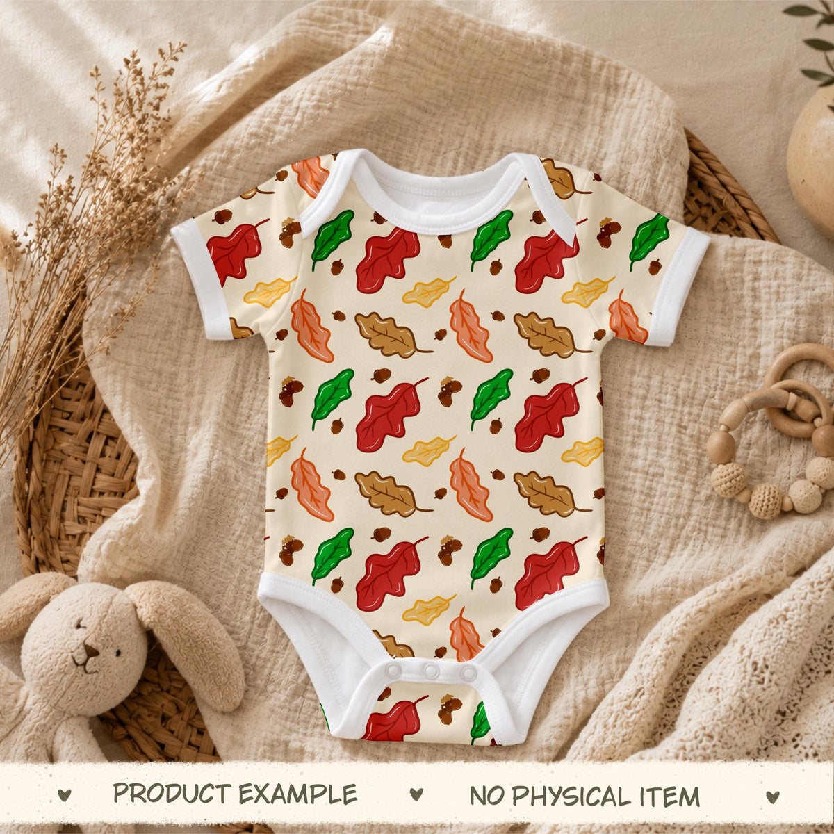 Nutty Leaf Seamless Pattern, Hand-Drawn Digital Design