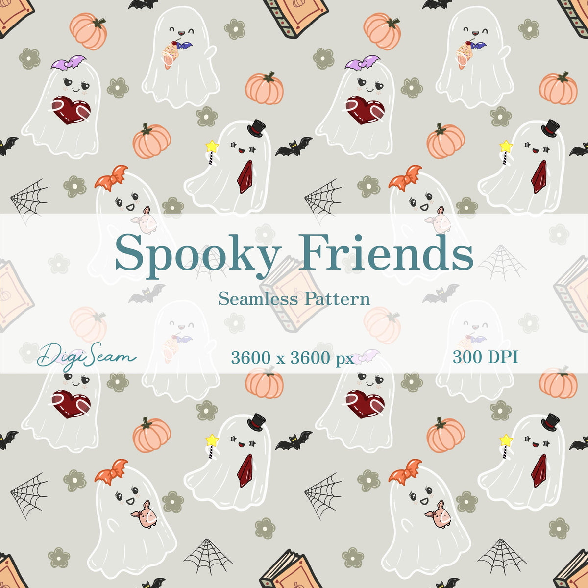 Spooky Friends Ghost Halloween Fabric Pattern (Digital Download)
