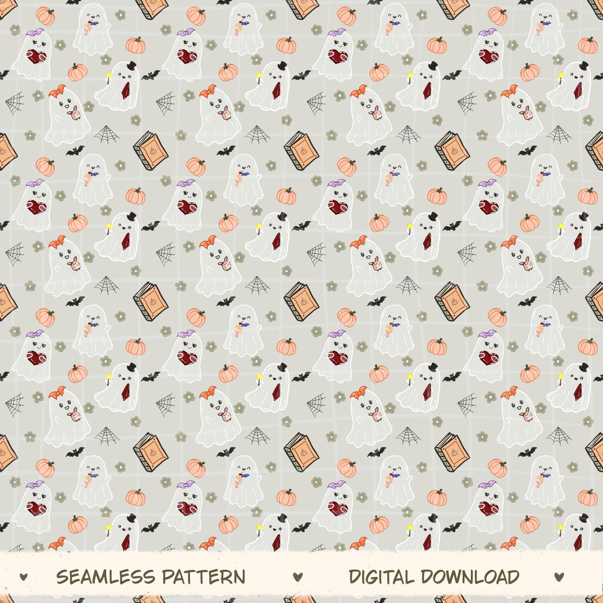 Spooky Friends Ghost Halloween Fabric Pattern (Digital Download)